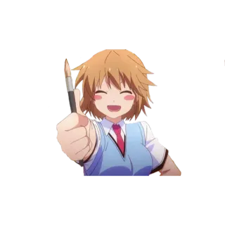 👍 anime, dziewczyna, artysta, kciuk w górę, uśmiech telegram sticker