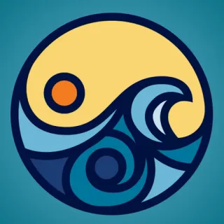 ☯ sun, wave, beach, ocean, summer, water telegram sticker