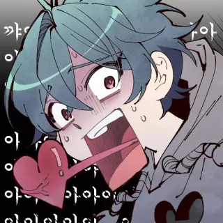 🍭 아 anime, manga, cartoon, heart, sweat whatsapp sticker