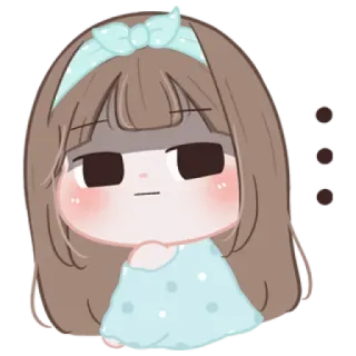 🐱 Cartoon, Meisje, Schattig, Verdrietig, Chibi whatsapp sticker