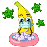 🦠 банан, маска, вирус, мультфильм, здоровье, COVID-19 telegram sticker