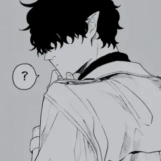 👁‍🗨 ? Animé, Elfe, Question, Pensée, Manga telegram sticker