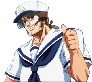 👍 marinheiro, anime, homem, polegar para cima, desenho animado, marinha telegram sticker