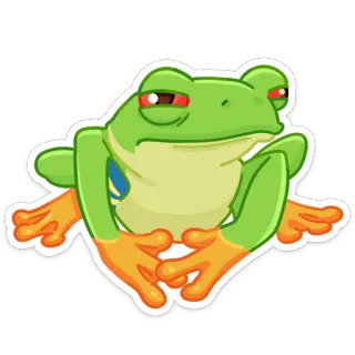 😑 żaba, kreskówka, zwierzę, zielony, zabawny, ilustracja, mem telegram sticker