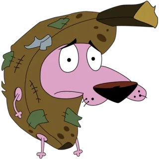 🍌 Courage Courage the Cowardly Dog chien, dessin animé, banane, peur, lâche telegram sticker