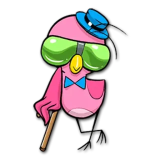 😄 Cartoon, Rosa, Figur, Hut, Schleife telegram sticker