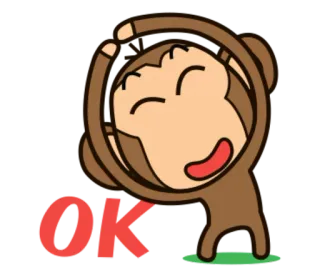 🐵 OK ลิง, โอเค, มีความสุข, สัตว์, อนุมัติ telegram sticker