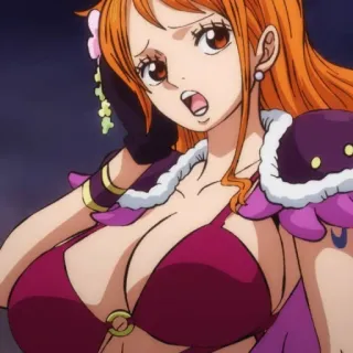 🥰 Nami One Piece 动漫, 漫画, 海盗, 女性, 橙色头发 telegram sticker