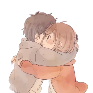 😭 abbraccio, coppia, amore, cartone animato, carino telegram sticker