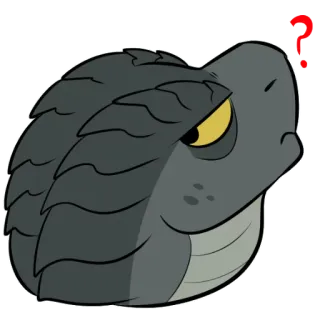 ❓ ? Fragezeichen, Reptil, Schildkröte, Tier, Grau, Cartoon telegram sticker
