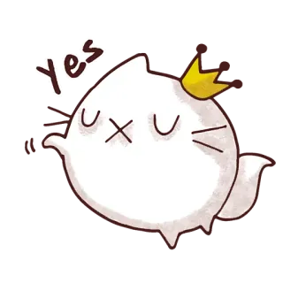👌 yes cat, crown, yes, cute, sticker, cartoon whatsapp sticker