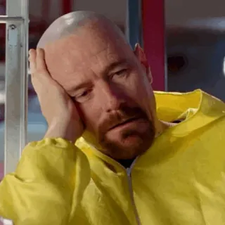 🌓 Walter White Breaking Bad sad, drug, tv, bald, yellow telegram sticker