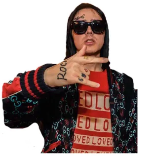 👹 Rock rock on, hand gesture, sunglasses, portrait, man, tattoo whatsapp sticker