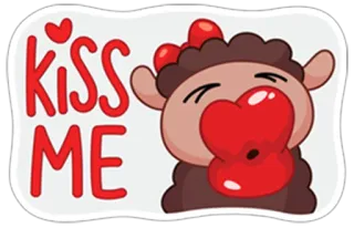 💋 KISS ME bacio, amore, cuore, carino, cartone animato, animale, pecora whatsapp sticker