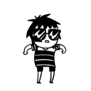 😎 Cartone animato, Personaggio, Occhiali da sole, Bianco e nero, Figo, Ballando telegram sticker