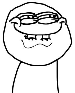 😀 meme, trollface, internet meme, smug, cartoon whatsapp sticker