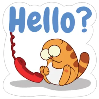 😕 Hello? chat, bonjour, téléphone, dessin animé, animal telegram sticker