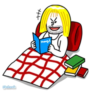 📚 การ์ตูน, การอ่าน, หนังสือ, โซฟา, ตัวละคร, ภาพประกอบ telegram sticker