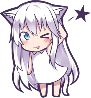 😋 Gadis anime, Chibi, Telinga kucing, Kawaii, Kedipan, Imut telegram sticker