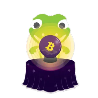 🔮 rã, bitcoin, bola de cristal, adivinhação, cripto, moeda digital whatsapp sticker
