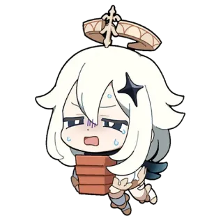 ⭐ Paimon Genshin Impact Paimon, Genshin Impact, anime, video game, exhausted, chibi, emergency food telegram sticker