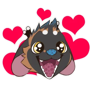 ❤️ mignon, animal, chien, coeurs, dessin animé whatsapp sticker