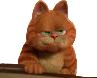 😏 Garfield cartoon cat, orange cat, comic character, Garfield, cartoon telegram sticker