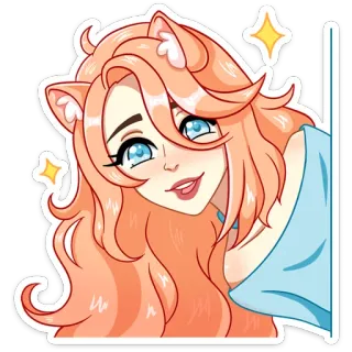 ☺️ Anime, Mädchen, Katzenohren, Glitzer, Süß, Kawaii, Cartoon telegram sticker