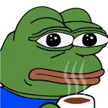 😐 Pepe the Frog pepe, rana, meme, bebiendo, café, triste, mal whatsapp sticker
