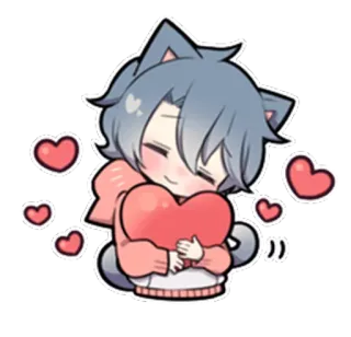 ❤ catboy, animé, cœur, mignon, amour, chibi whatsapp sticker