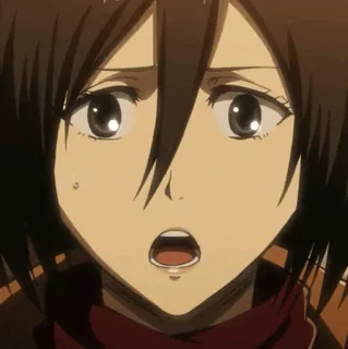❤️ Mikasa Ackerman Attack on Titan มิคาสะ, ผ่าพิภพไททัน, อนิเมะ, ตัวละคร, ตกใจ, กลัว whatsapp sticker