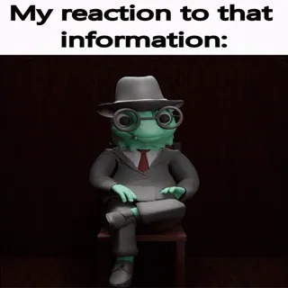 😨 My reaction to that information: ミーム, リアクション, キャラクター, スーツ, 情報 telegram sticker