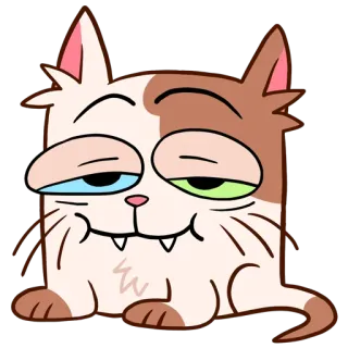 🥱 chat, carré, mignon, dessin animé, drôle, autocollant whatsapp sticker