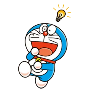 💡 Doraemon ドラえもん, アニメ, 漫画, ネコ型ロボット, 電球, アイデア whatsapp sticker
