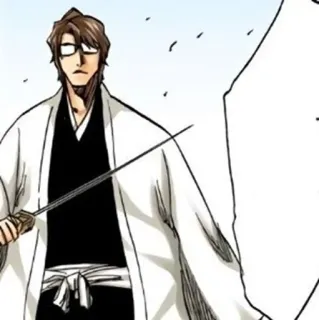 🧬 Sosuke Aizen Bleach 애니메이션, 검, 안경, 악당, 만화 telegram sticker
