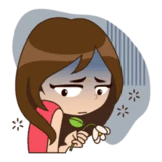 😨 sad, cartoon, girl, flower, emotional, upset telegram sticker