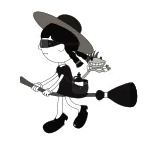 🧹 bruja, volando, escoba, dibujos animados, magia, fantasía, halloween telegram sticker