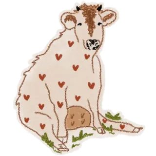 ❤️ bò, động vật, trái tim, dễ thương, nhãn dán telegram sticker