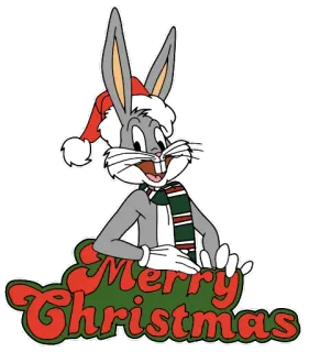 🎅 Bugs Bunny Merry Christmas navidad, vacaciones, dibujos animados, conejo, bufanda, gorro telegram sticker