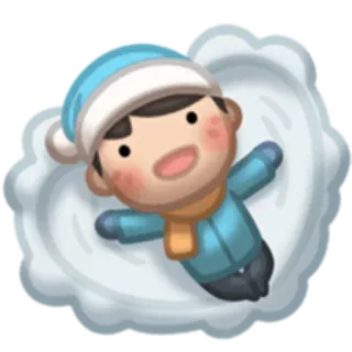 💗 winter, sneeuw, sneeuwengel, jongen, sjaal, plezier, cartoon telegram sticker