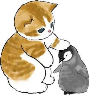 🥺 cat, penguin, cute, animals, friendship, adorable telegram sticker