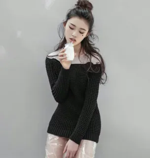 💮 woman, asian, sweater, portrait, model telegram sticker
