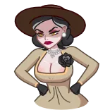 😠 Lady Dimitrescu Resident Evil Village jeu vidéo, vampire, grande femme, Lady Dimitrescu, Resident Evil telegram sticker