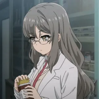 📟 Anime, Fille, Docteur, Scientifique, Blouse, Lunettes telegram sticker