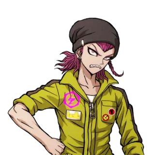 😒 Kazuichi Souda Danganronpa อนิเมะ, ตัวละคร, Danganronpa, คาสึอิจิ โซดะ, ผมสีชมพู, ช่างเครื่อง telegram sticker