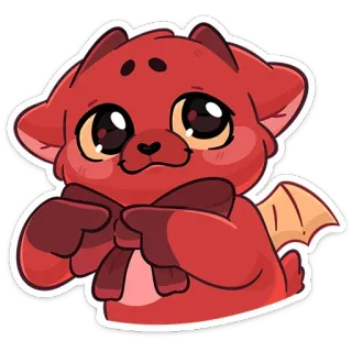 🥹 dier, rood, cartoon, schattig, vleugels, kawaii telegram sticker