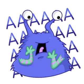 😱 AAAAAA 怪物, 卡通, 害怕, 蓝色, 外星人, 傻 telegram sticker