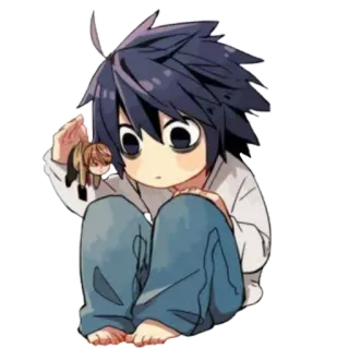 😹 L Lawliet Death Note Anime, L Lawliet, Death Note, Manga, Cartoon, Chibi, Niedlich telegram sticker