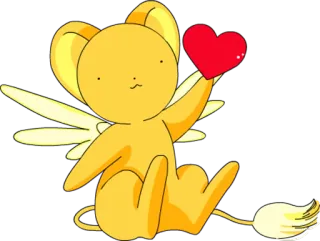 ❤️ Kero Cardcaptor Sakura Kero, Cardcaptor Sakura, Anime, Lindo, Amarillo, Corazón, Alas whatsapp sticker
