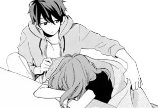 ☺️ anime, manga, sad, crying, comfort, affection, monochrome telegram sticker